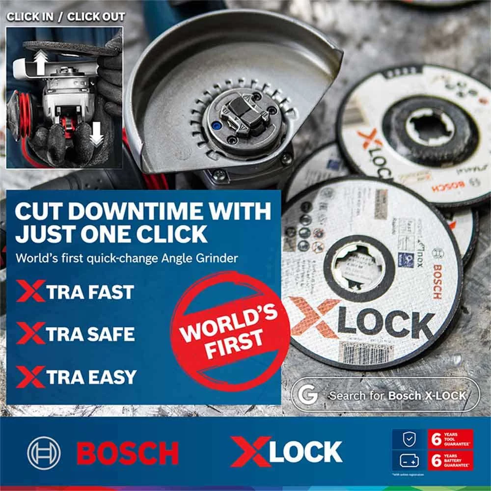 BOSCH 18v X-LOCK Brushless 2 X 8.0ah Angle Grinder Kit 0615990M0G - Image 5