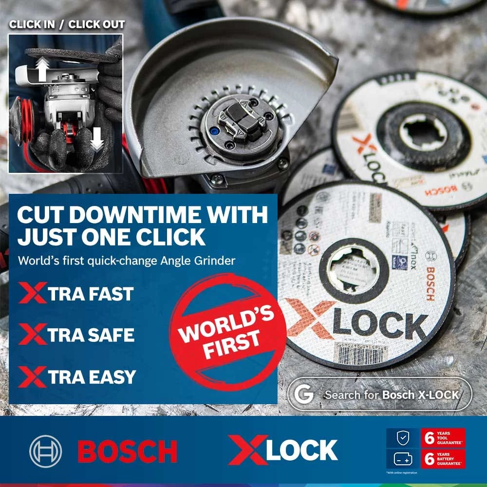 BOSCH X-LOCK™ 18V Brushless 125mm Angle Grinder Skin GWX 18V-10 C 06017B0200 - Image 3